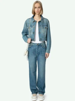 Shop Zadig & Voltaire Aretha Cropped JacketNEW Mediumwash